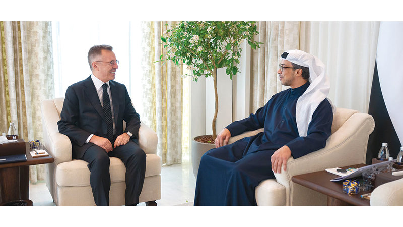 منصور بن زايد يستقبل السفير التركي لدى الدولة